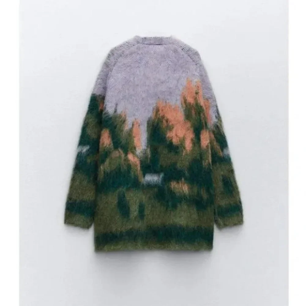 ZARA LANDSCAPE KNIT COAT LONG SLEEVES - Picture 7 of 10